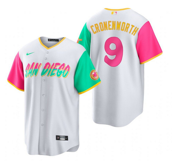 Men's San Diego Padres #9 Jake Cronenworth 2022 White City Connect Cool Base Stitched Jersey Men's San Diego Padres #9 Jake Cronenworth 2022 White City Connect Cool Base Stitched Jersey